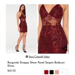 Burgundy Sequin Bodycon Dress